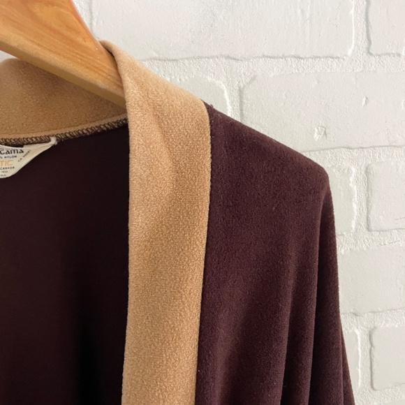 Vintage 70s Men’s (or unisex) Robe Velvet Mod Blokecore Brown Earthy tones OS - Picture 6 of 11